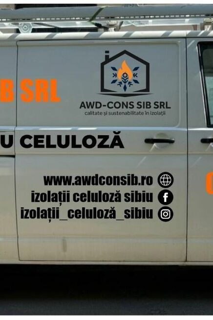 inscriptionare auto duba servicii izolatii celuloza sibiu personalizare completa pentru branding profesional si atragere clienti in trafic