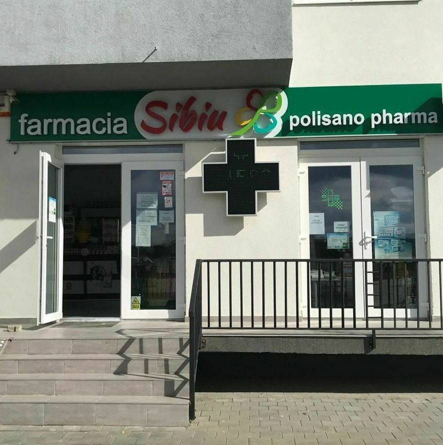 Realizare producție outdoor pentru crucea farmaciei și panoul publicitar luminat, incluzând firme luminoase personalizate.