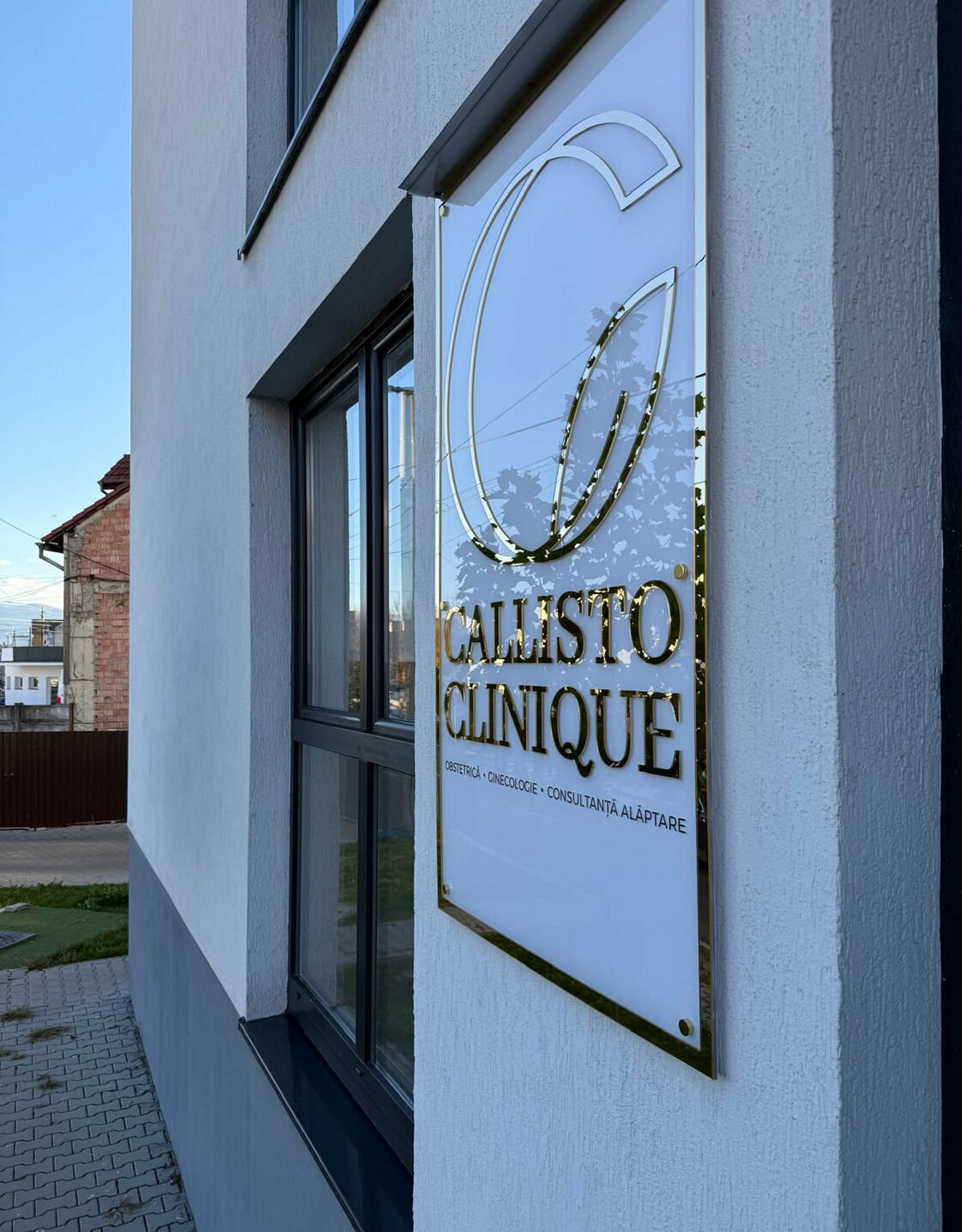 Firme luminoase Sibiu – reclama premium pentru clinica cu litere metalice si plexiglas firma luminoasa clinica sibiu cu logo si litere metalice aplicate pe plexiglas pentru aspect premium