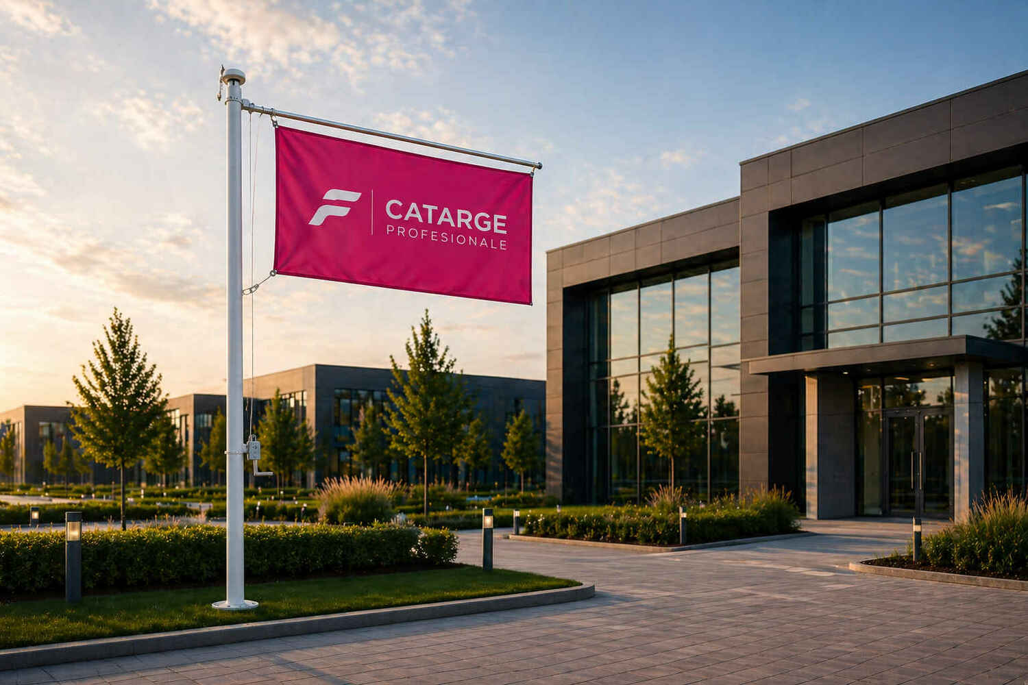 catarg cu brat rotativ orientare automata steag in functie de vant sistem profesional exterior