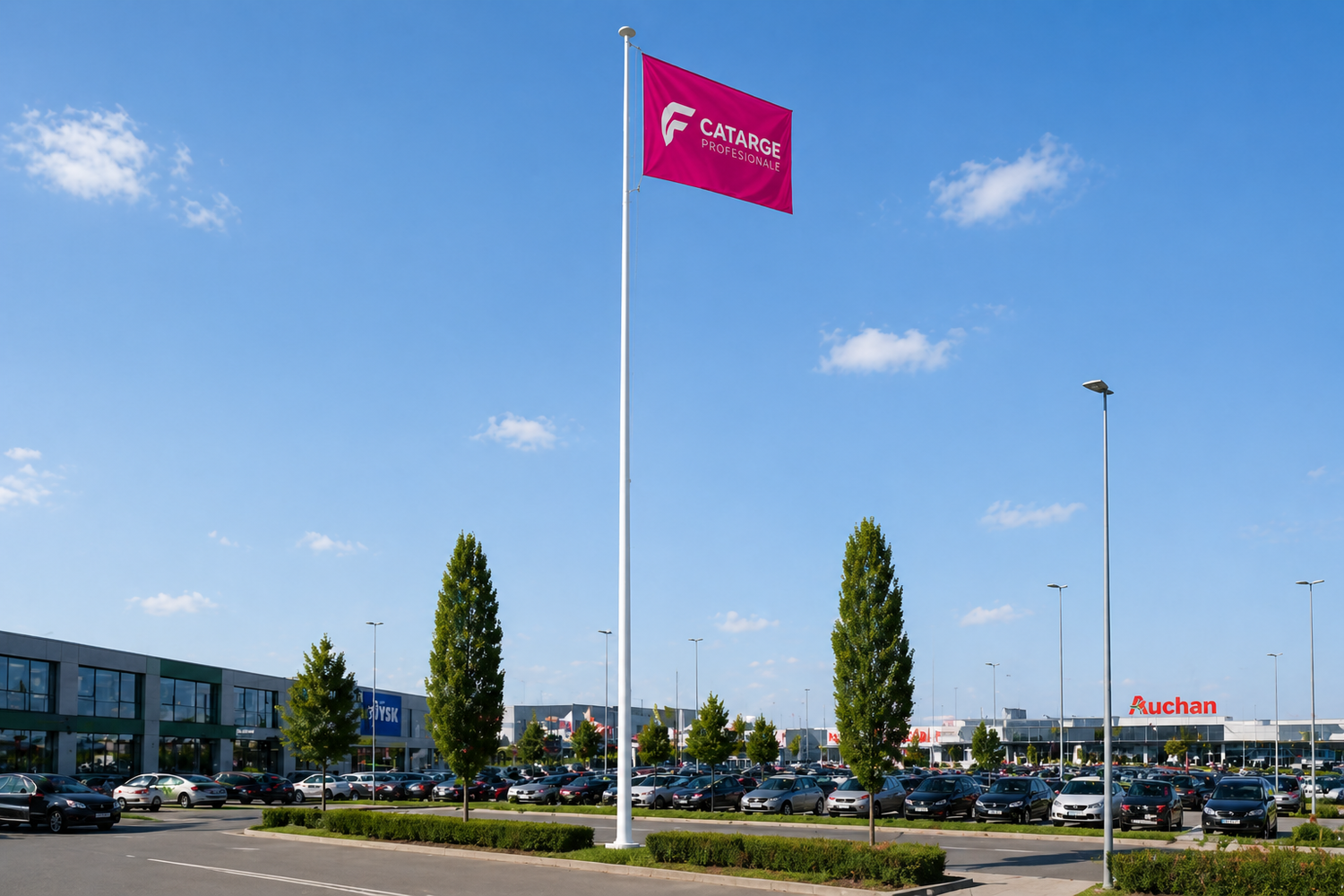 catarg steag 12 metri in parcare mare cu vizibilitate maxima