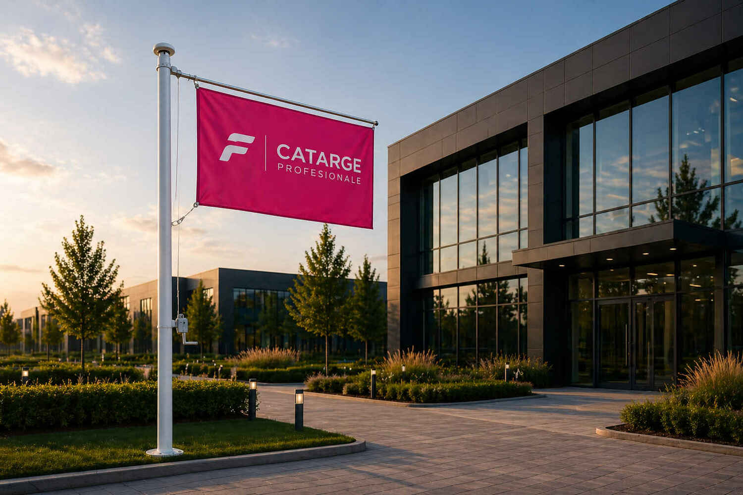 catarg pivotant cu manivela sistem premium control complet si vizibilitate maxima steag corporate
