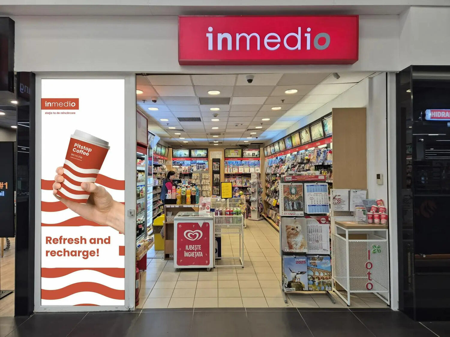 Litere volumetrice in adancime Sibiu pentru magazin Inmedio, reclama luminoasa integrata in caseta pentru retail