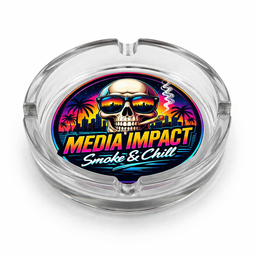 scrumiera sticla rotunda personalizata cu logo pentru terasa